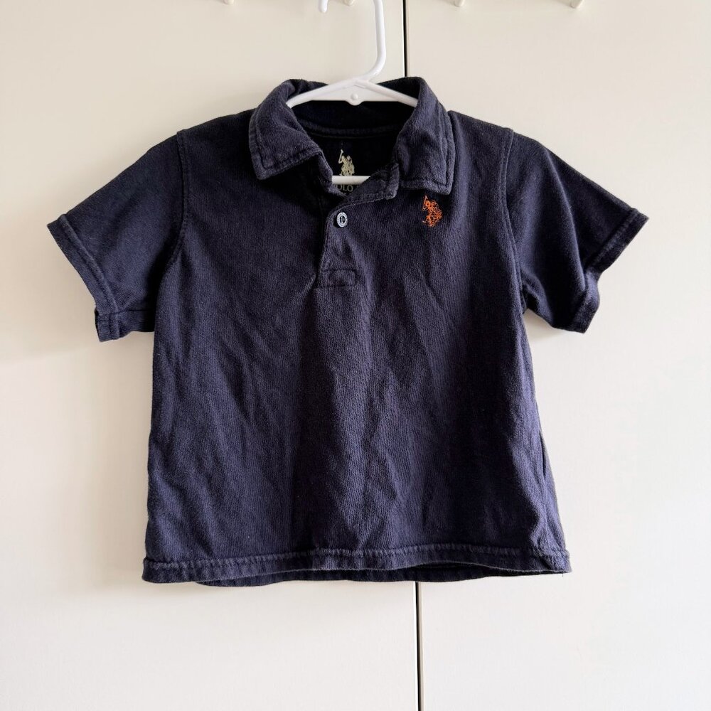 US Polo Assn Navy Blue Polo Toddler Boy Kids Collared Navy Blue 3T